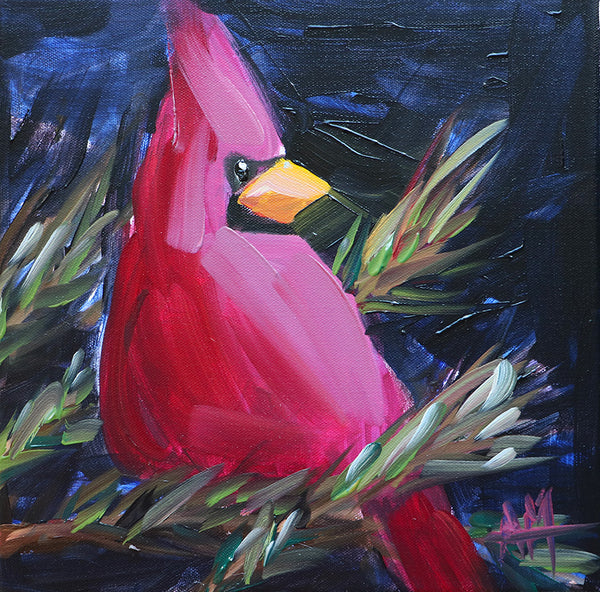 Cardinal no. 501 Original Oil Painting by Angela Moulton