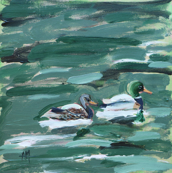 Mallard Ducks Original Painting by Angela Moulton