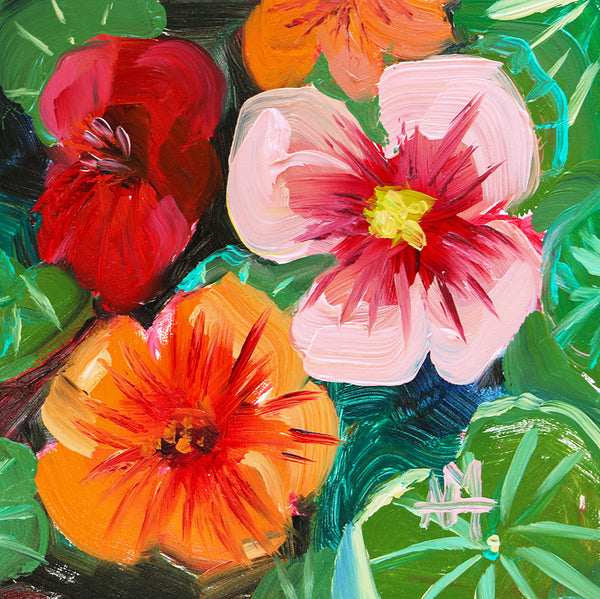 Nasturtium Flowers Original Oil Painting by Angela Moulton