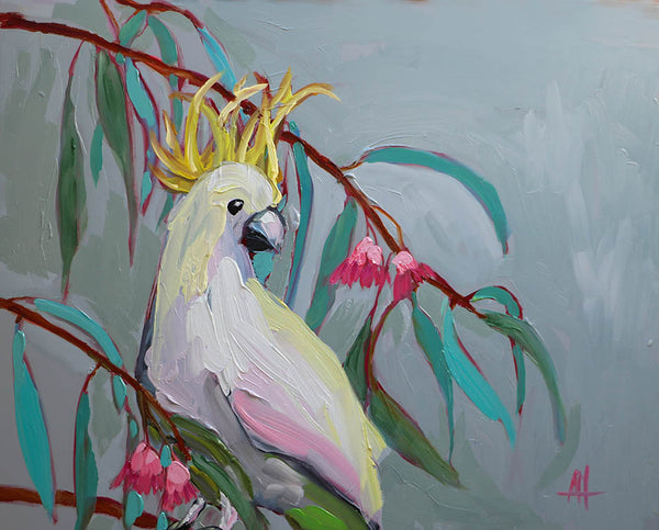 Sulpher-Crested Cockatoo Original Oil Painting Angela Moulton