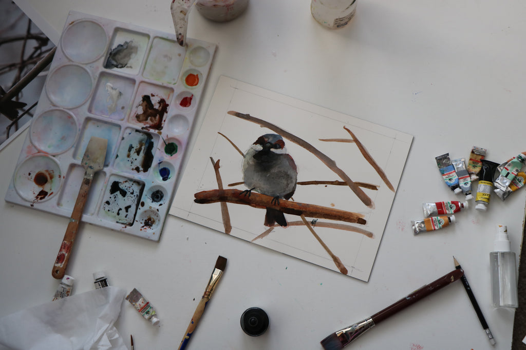Painting a Funny Sparrow