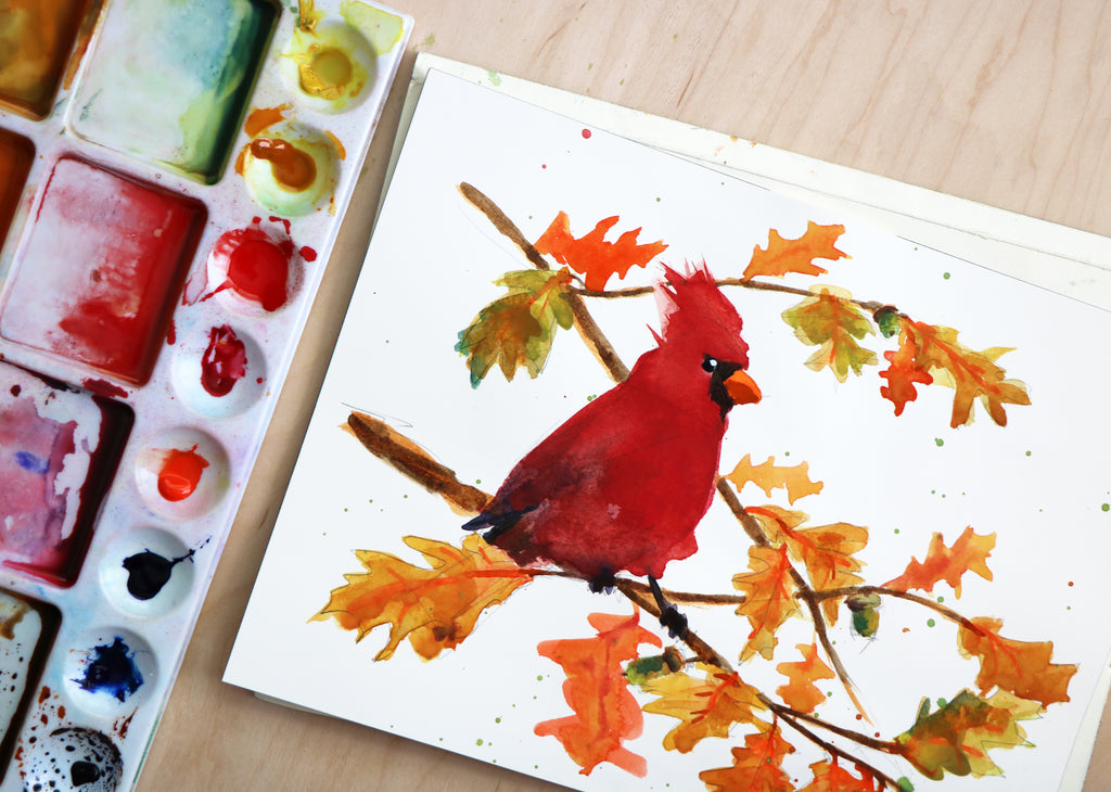 Speedpainting Cardinal Watercolor Painting