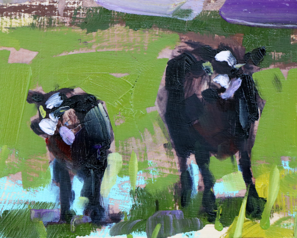 Cows on Cedar Wood Painting