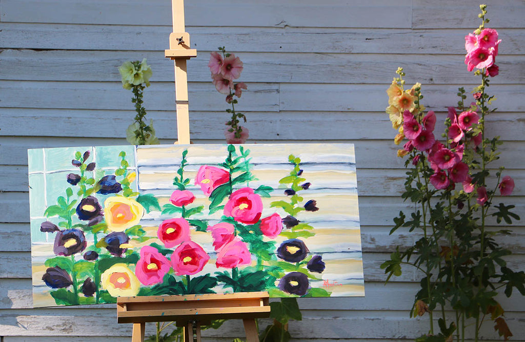 Painting Hollyhocks