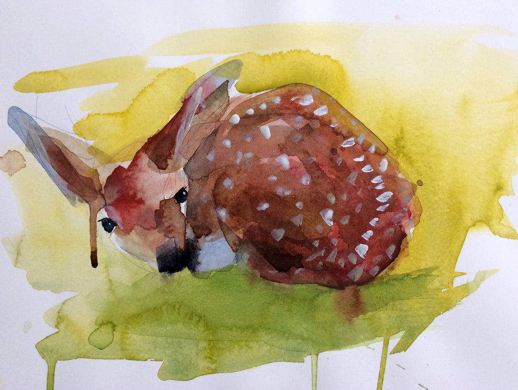 Baby Fawn Watercolor Painting