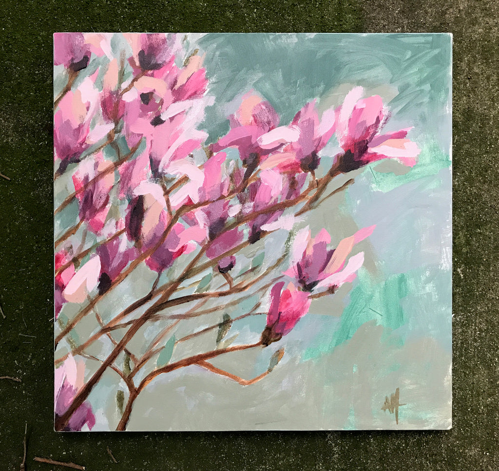 Magnolia and Redbud Blossom Paintings
