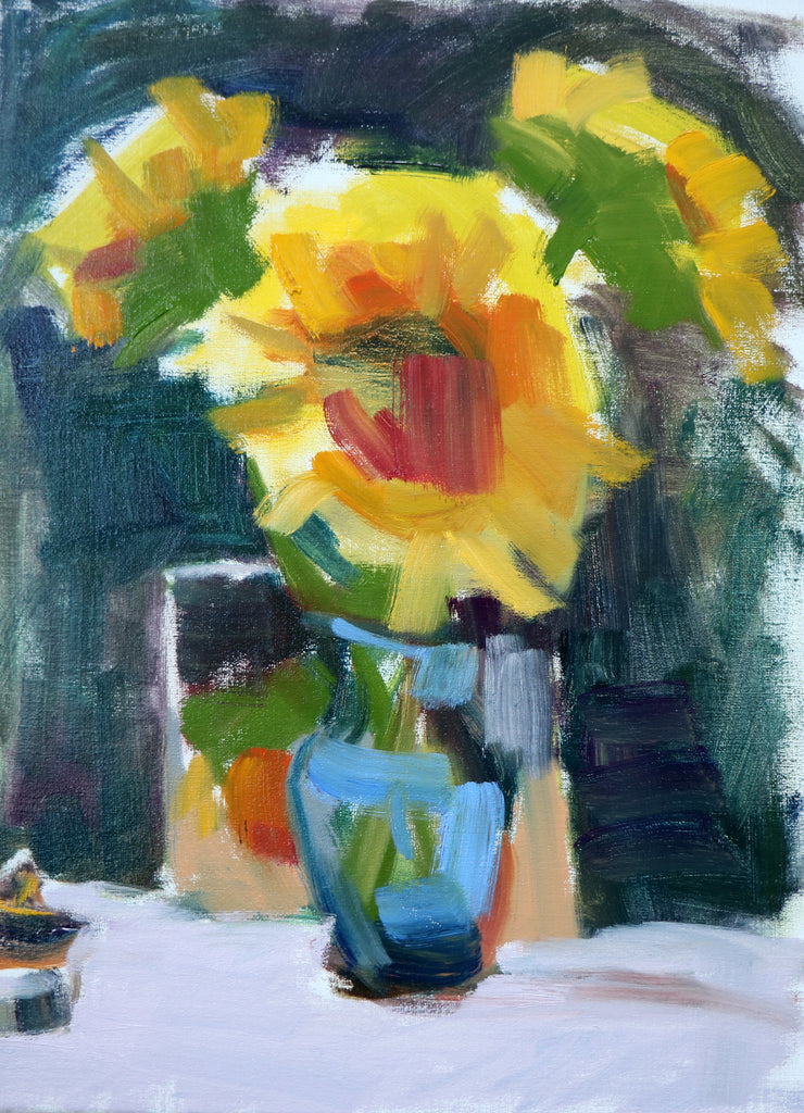 Sunflowers I'm Painting Oil On Linen