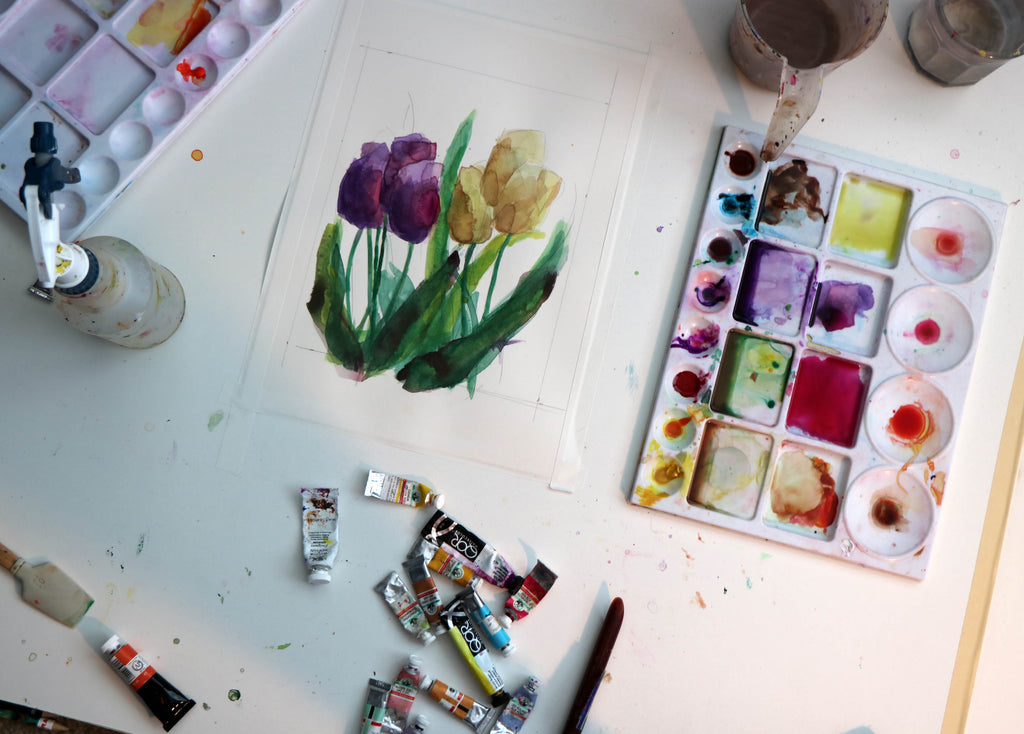 Painting Watercolor Tulips