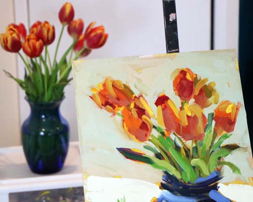 Painting Tulips Oil vs Watercolor Paint