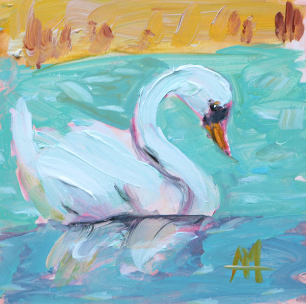 A Peaceful Moment Swan Original Painting by Angela Moulton