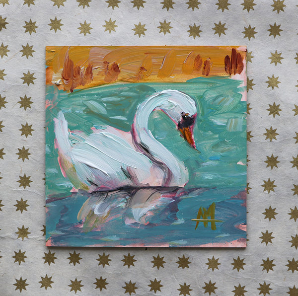 A Peaceful Moment Swan Original Painting by Angela Moulton