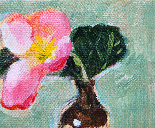 Begonia Flower in Vanilla Extract Bottle Original Painting by Angela Moulton