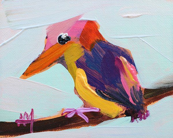 Black Backed Dwarf Kingfisher Original Oil Painting by Angela Moulton