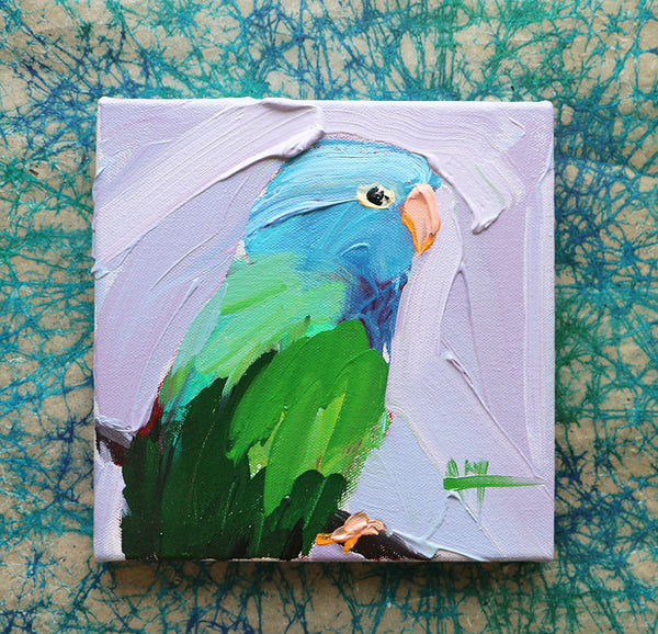 Blue-Crowned Parakeet Original Painting by Angela Moulton