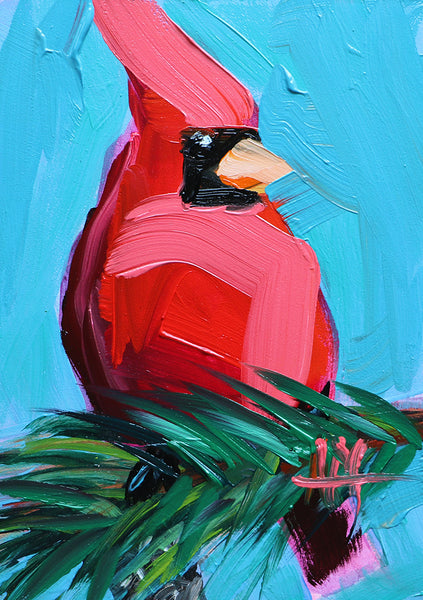 Cardinal no. 448 Original Oil Painting by Angela Moulton