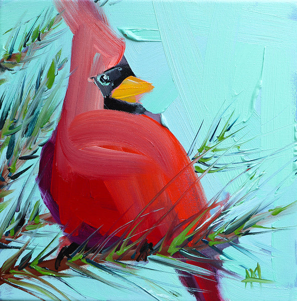Cardinal no. 507 Original Oil Painting by Angela Moulton