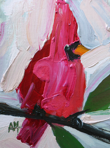 Cardinal no. 650 Original Oil Painting by Angela Moulton