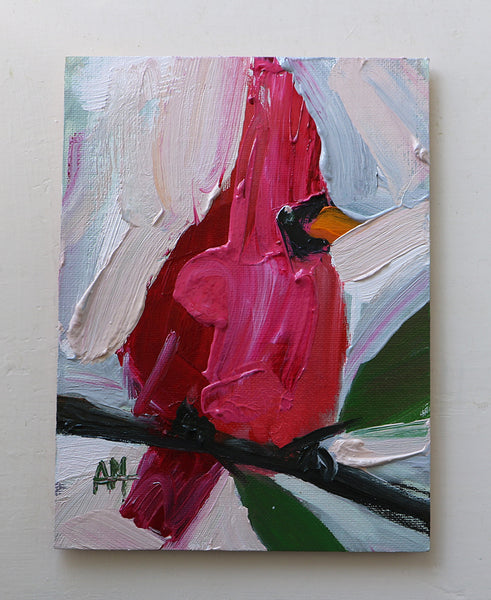 Cardinal no. 650 Original Oil Painting by Angela Moulton