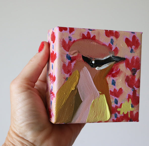 Cedar Waxwing Mini Original Painting by Angela Moulton