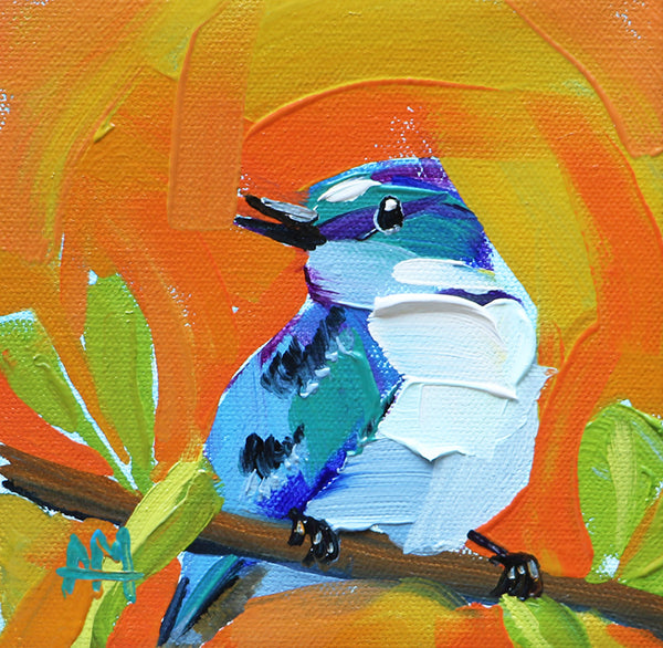 Cerulean Warbler no. 388 Original Oil Painting by Angela Moulton