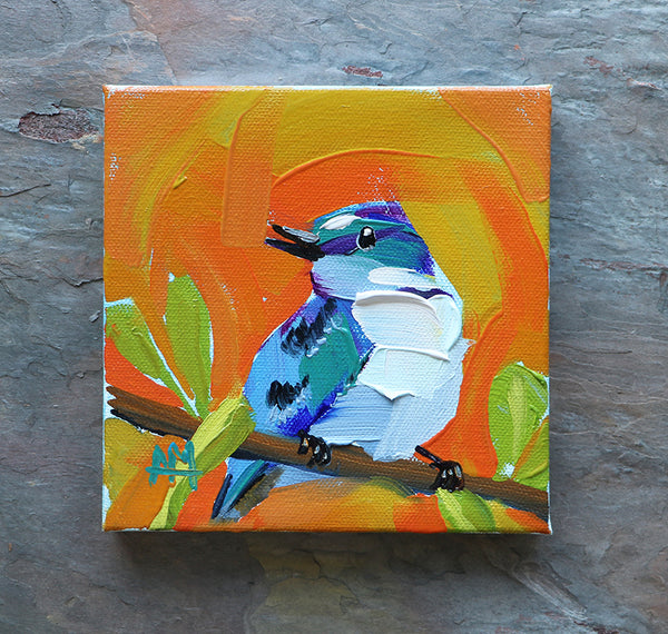 Cerulean Warbler no. 388 Original Oil Painting by Angela Moulton