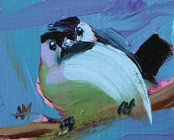 Chickadee no. 3199 Original Oil Painting by Angela Moulton