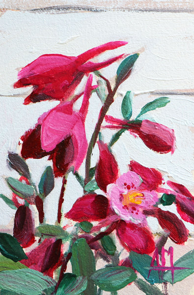 Columbine Flowers Original Painting by Angela Moulton