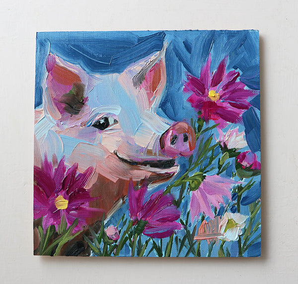 Cosmo, the Pig Original Oil Painting by Angela Moulton