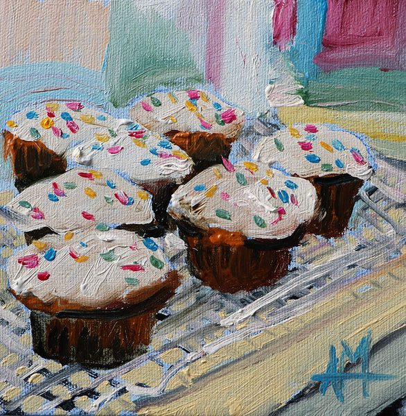 Cupcakes with Sprinkles Original Painting by Angela Moulton
