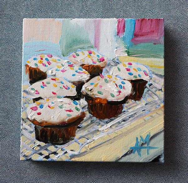Cupcakes with Sprinkles Original Painting by Angela Moulton