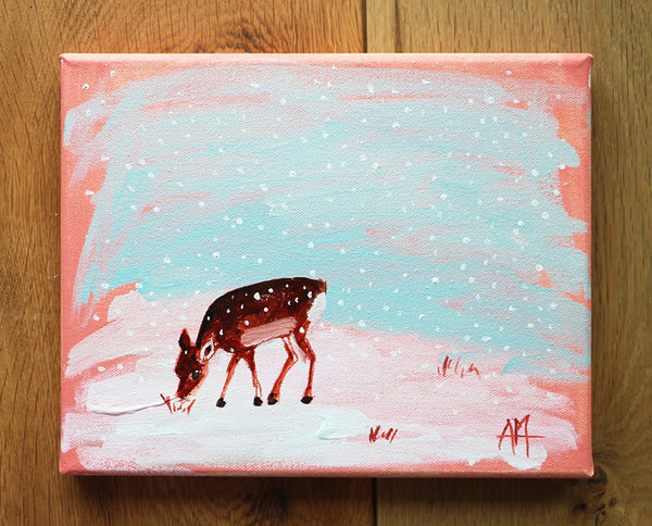 Deer in the Snow Original Painting by Angela Moulton