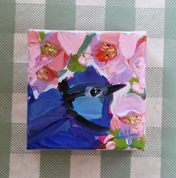Fairy Wren Floral Original Painting by Angela Moulton