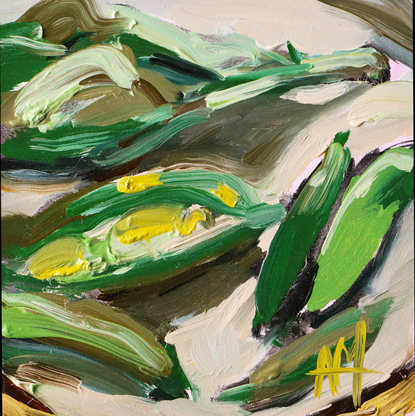 Fava Beans and Peas Original Oil Painting Angela Moulton