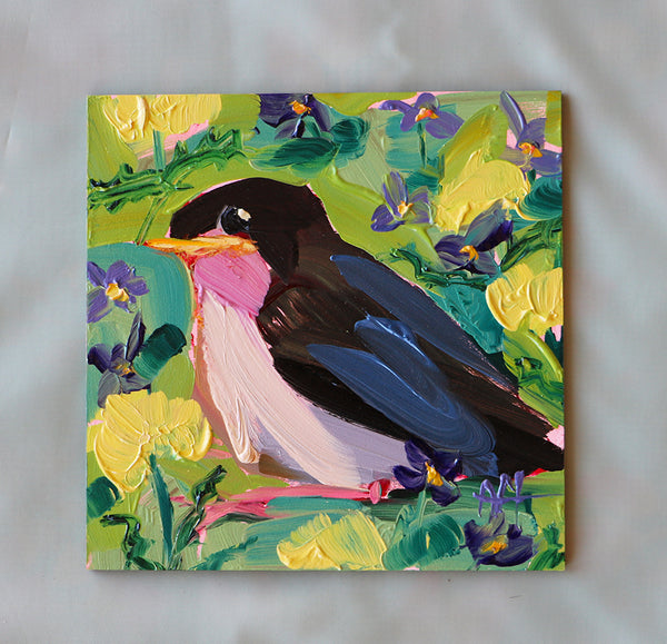 Fledgling Swallow Original Oil Painting Angela Moulton