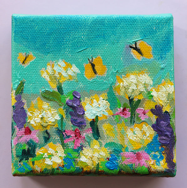 Flower Garden Mini Original Painting by Angela Moulton