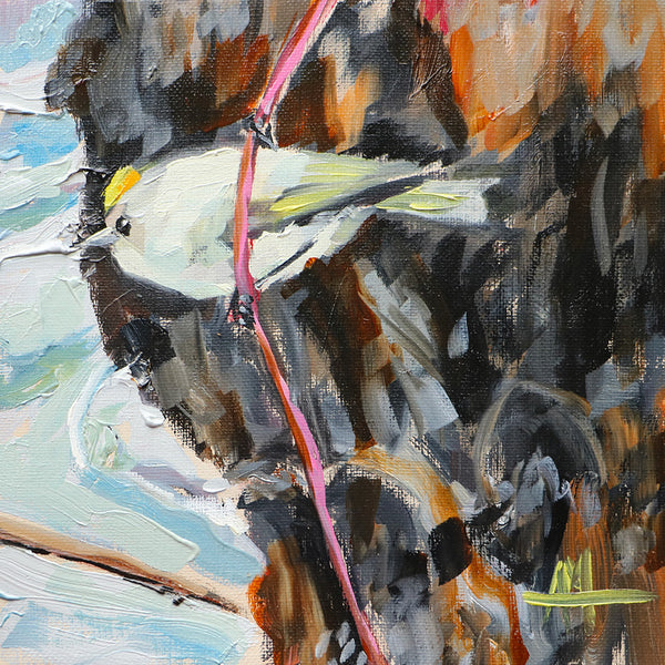 Gold-Crowned Kinglet on Twig Original Painting by Angela Moulton