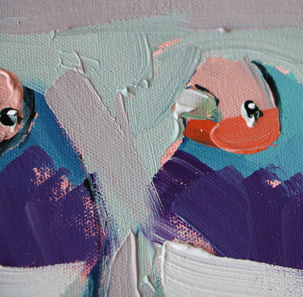 Gouldian Finches on Branch Original Oil Painting by Angela Moulton