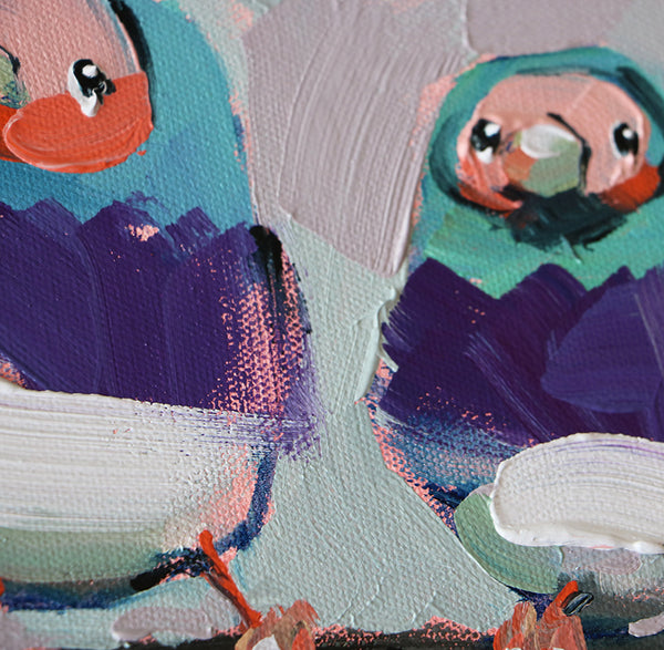 Gouldian Finches on Branch Original Oil Painting by Angela Moulton