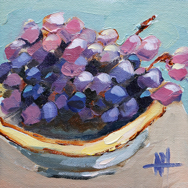 Grapes in a Bowl Original Oil Painting Angela Moulton