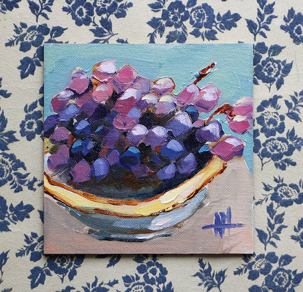 Grapes in a Bowl Original Oil Painting Angela Moulton