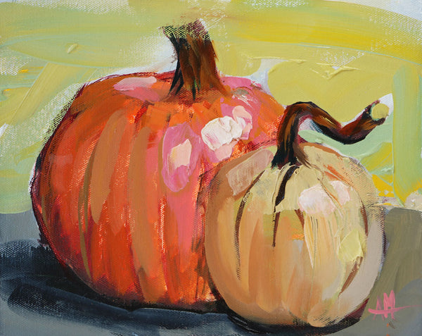 Harvest Pumpkins Original Painting by Angela Moulton