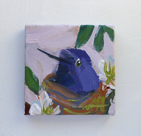 Hummingbird in Nest Original Painting by Angela Moulton