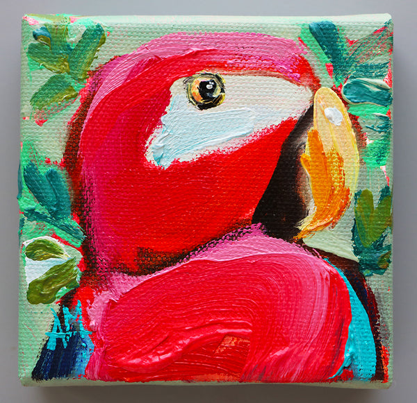 Red Parrot no. 48 Original Painting by Angela Moulton