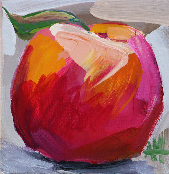 Peach with Leaf Original Painting by Angela Moulton