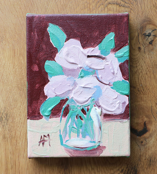 Pink Flowers in Vase no. 16 Original Painting by Angela Moulton