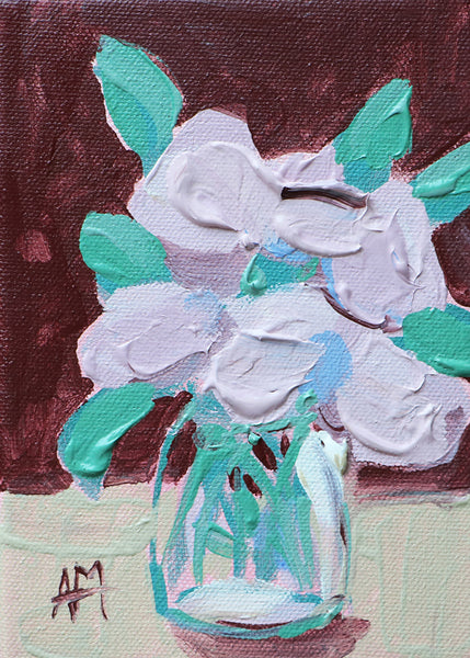 Pink Flowers in Vase no. 16 Original Painting by Angela Moulton