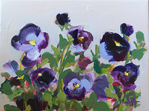 Purple Pansies Original Painting by Angela Moulton