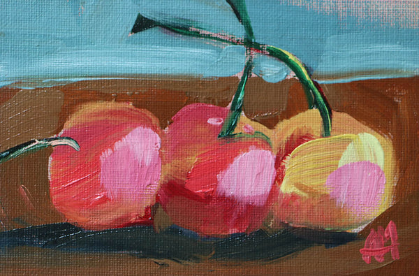 Ranier Cherries Original Oil Painting by Angela Moulton