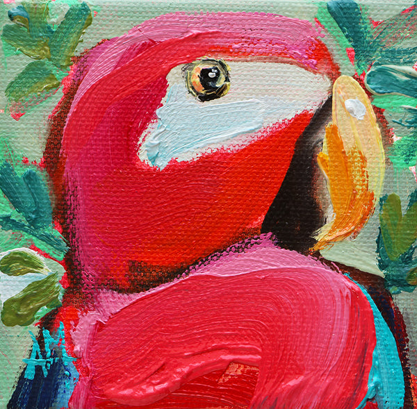 Red Parrot no. 48 Original Painting by Angela Moulton