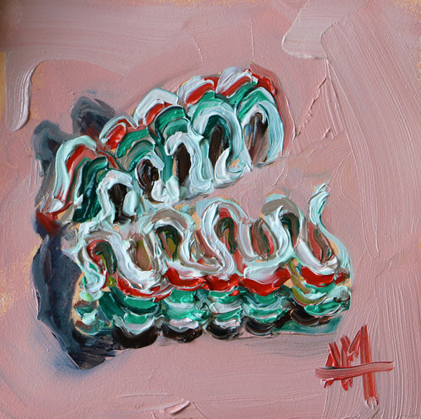 Peppermint Ribbon Candy Original Oil Painting by Angela Moulton